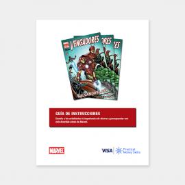 El libro abierto muestra la portada del Universo LEGO Marvel, mostrando los vibrantes personajes y las emocionantes aventuras que contiene.