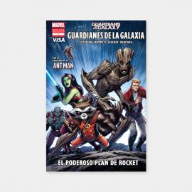 Colorido póster de la película Guardianes de la Galaxia Vol 2, con los personajes icónicos en acción.